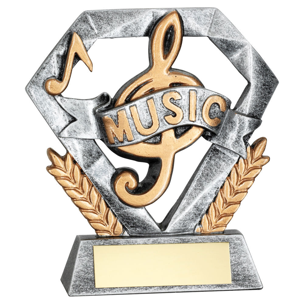 Pewter/Gold Music Mini Diamond with Plate - 4in by School Badges UK