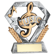 Pewter/Gold Music Mini Diamond with Plate - 4in by School Badges UK