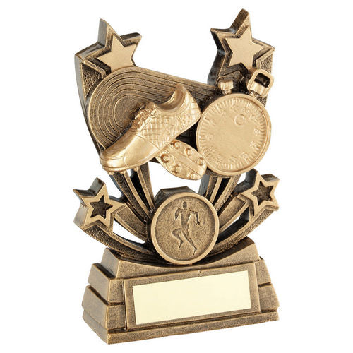 Bronze/Gold Shooting Star Series Athletics with Plate - 102mm by School Badges UK