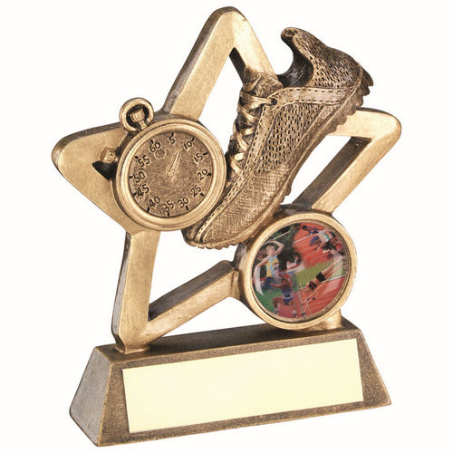 Bronze/Gold Athletics Mini Star with Plate - 95mm by School Badges UK