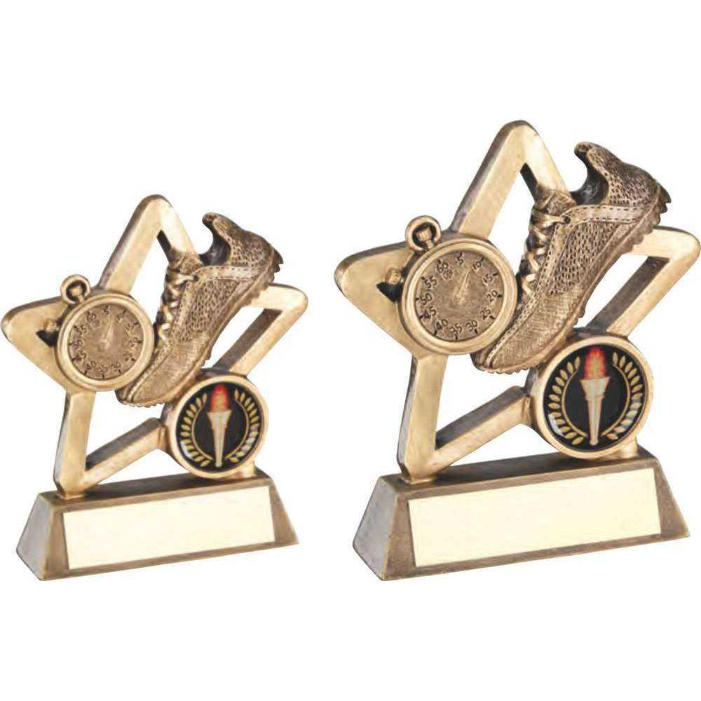 Bronze/Gold Athletics Mini Star with Plate by School Badges UK