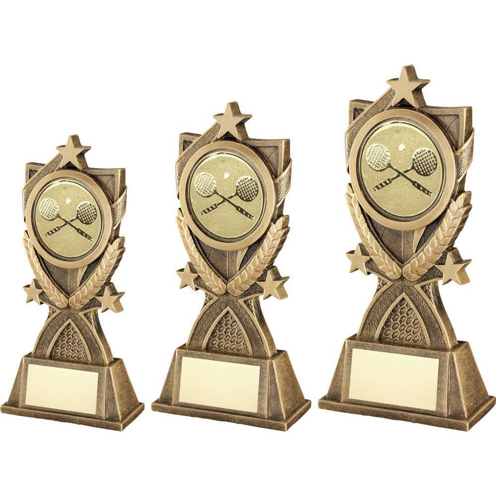 Bronze/Gold 3 Star Wreath Series with Squash Insert and Plate by School Badges UK