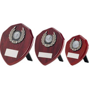 Rosewood Shield and Silver Trim Assembled Trophy by School Badges UK