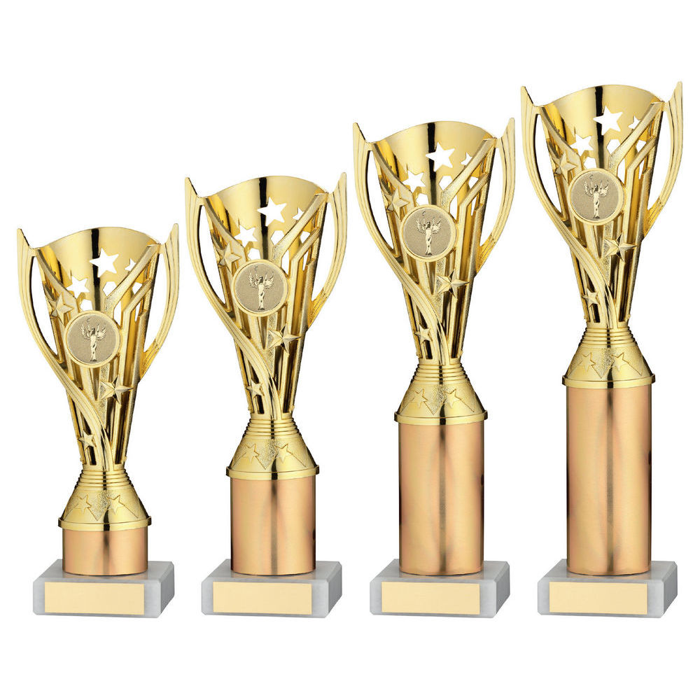 Gold with Tube Plastic Flash Cup Assembled on Marble by School Badges UK