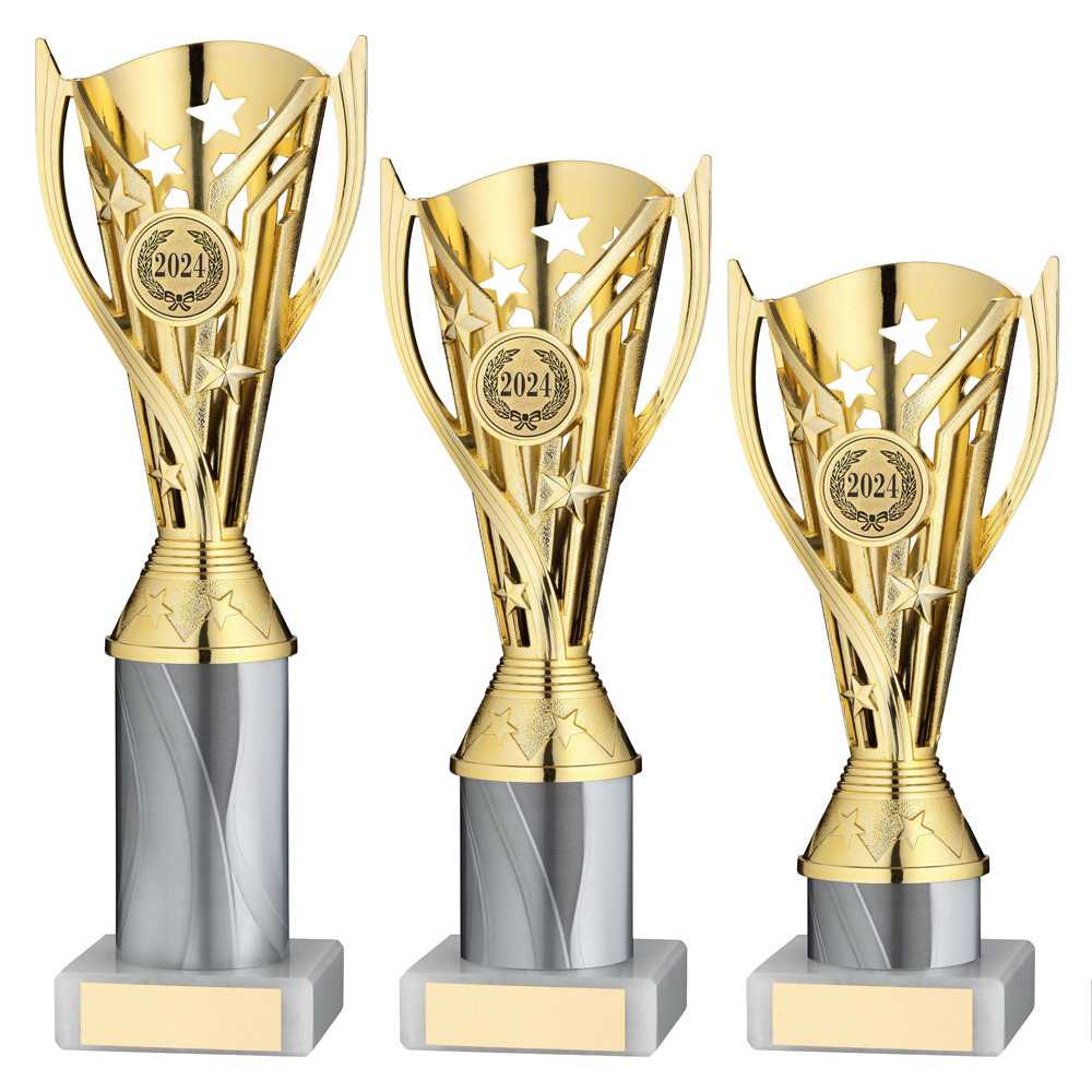 Gold/White Plastic Flash Cup Assembled on Marble by School Badges UK