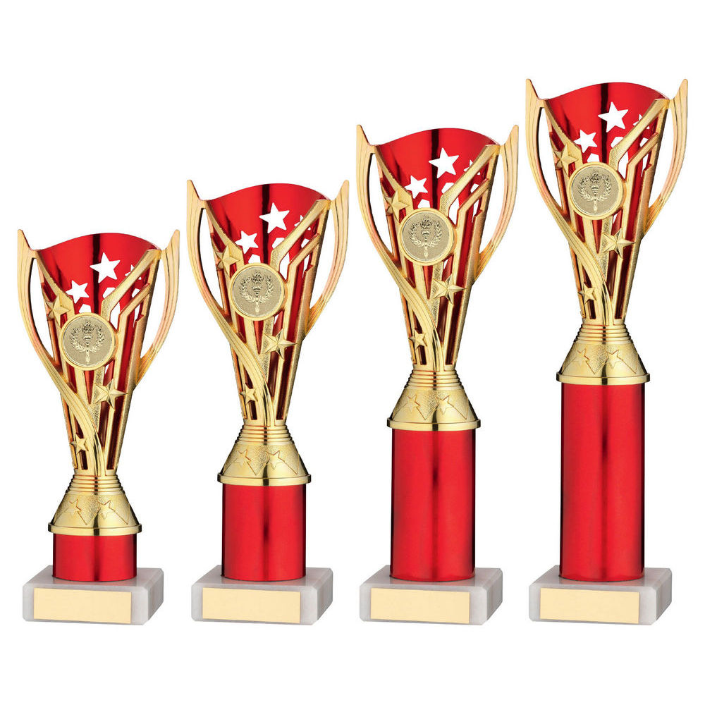 Gold/Red Plastic Flash Cup Assembled on Marble with Tube by School Badges UK