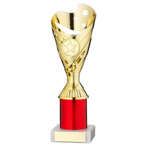 Gold/Red Plastic Sabre Cup Assembled on Marble - 203mm by School Badges UK