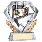 Pewter/Gold Gymnastics Mini Diamond with Plate - 4in by School Badges UK