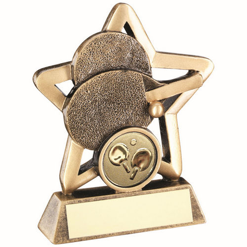 Bronze/Gold Table Tennis Mini Star with Plate - 95mm by School Badges UK