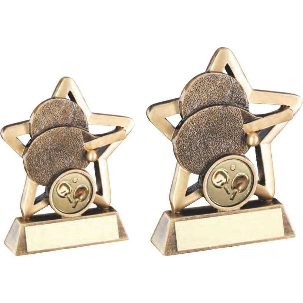 Bronze/Gold Table Tennis Mini Star with Plate by School Badges UK