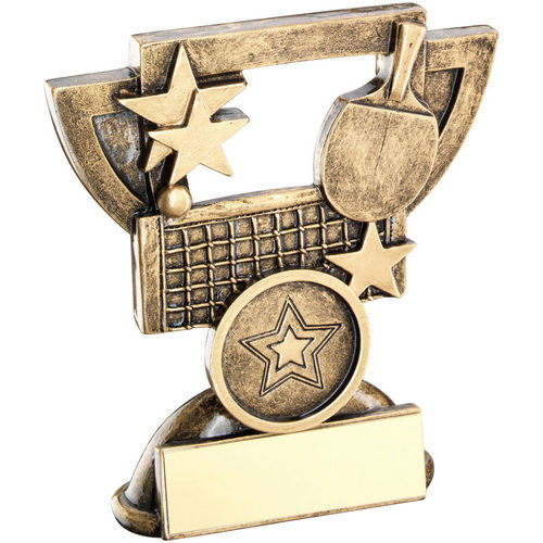Bronze/Gold Table Tennis Mini Cup with Plate - 95mm by School Badges UK