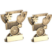 Bronze/Gold Table Tennis Mini Cup with Plate by School Badges UK