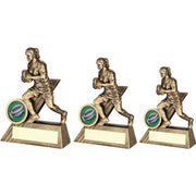 Bronze/Gold Female Rugby Mini Figure with Plate by School Badges UK