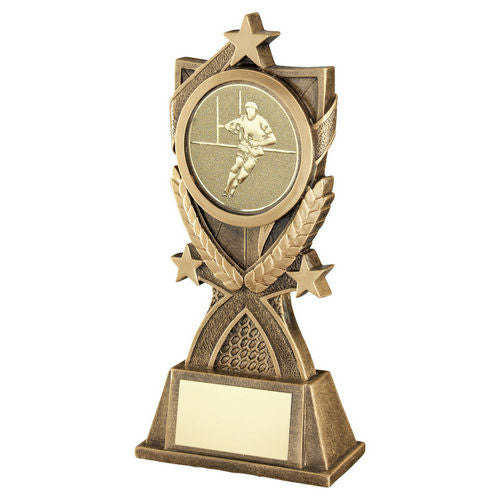 Bronze/Gold 3 Star Wreath Series with Rugby Insert and Plate - 165mm by School Badges UK