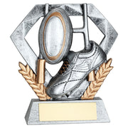Pewter/Gold Rugby Mini Diamond with Plate - 4in by School Badges UK