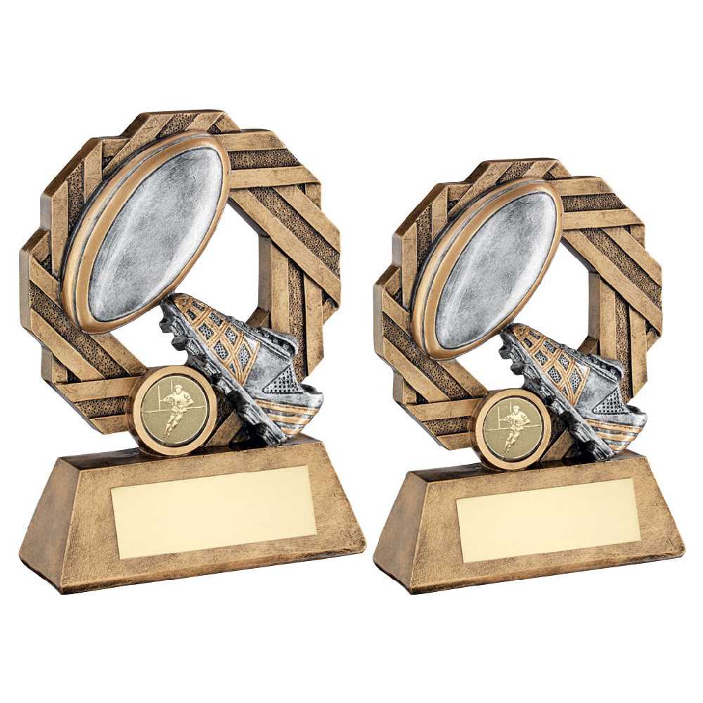 Bronze/Pewter/Gold Rugby Octo Ribbon Series with Plate by School Badges UK