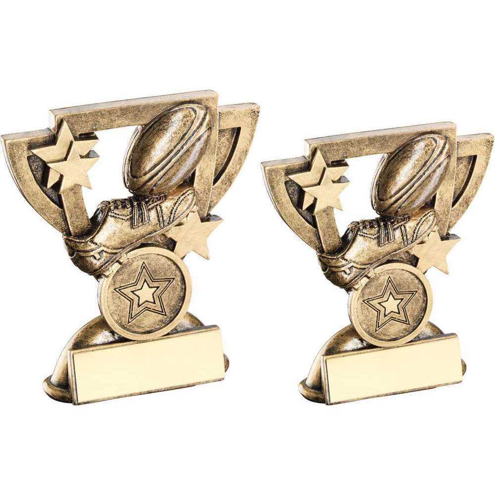 Bronze/Gold Rugby Mini Cup with Plate by School Badges UK