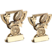 Bronze/Gold Rugby Mini Cup with Plate by School Badges UK
