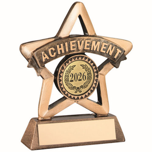 Bronze/Gold Resin Achievement Mini Star with Plate - 95mm by School Badges UK