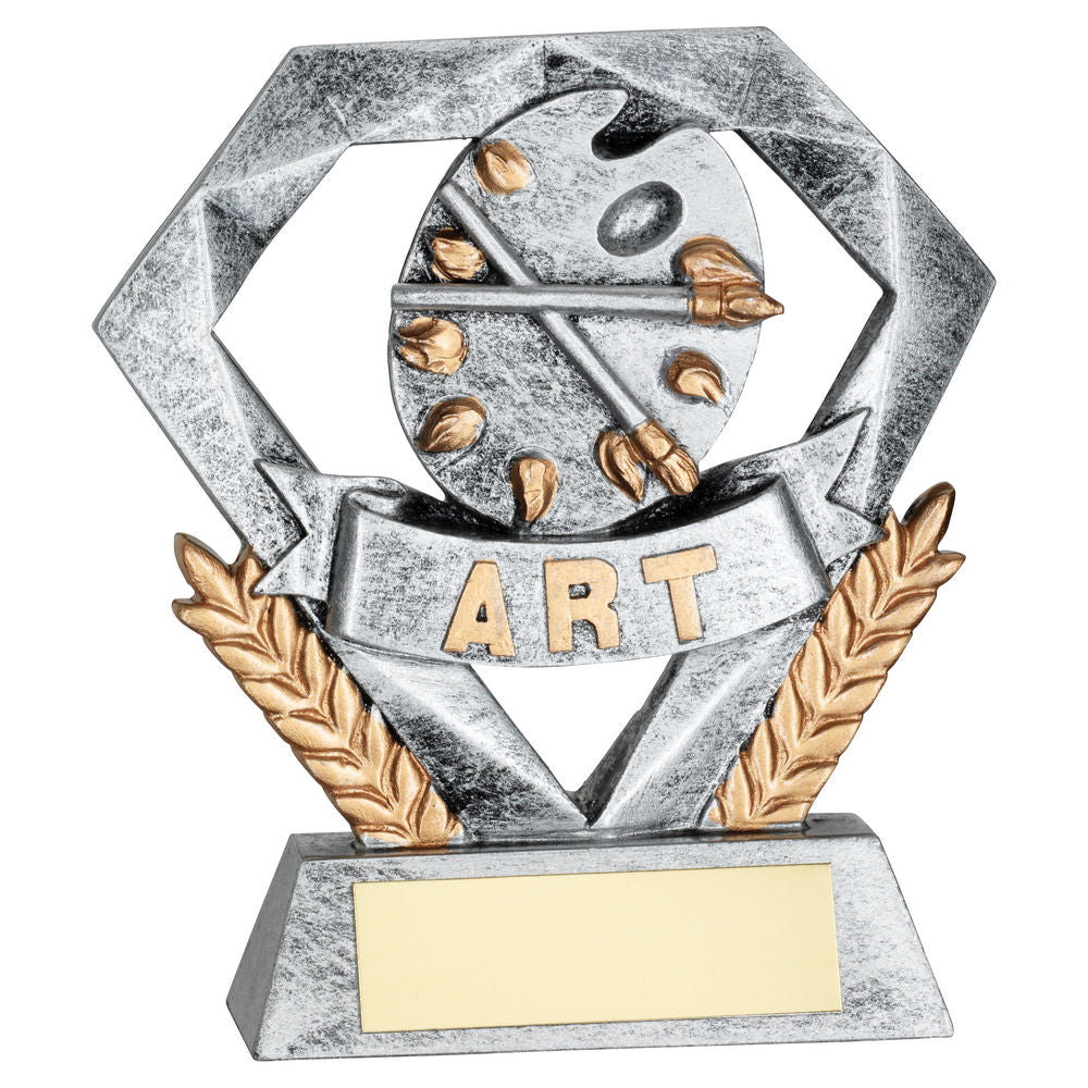 Pewter/Gold Art Mini Diamond with Plate - 4in by School Badges UK
