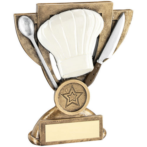 Bronze/White/Silver Cooking Mini Cup with Plate - 127mm by School Badges UK