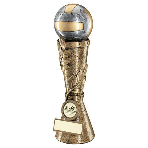 Bronze/Pewter/Gold Volleyball Leaf Column with Plate - 178mm by School Badges UK