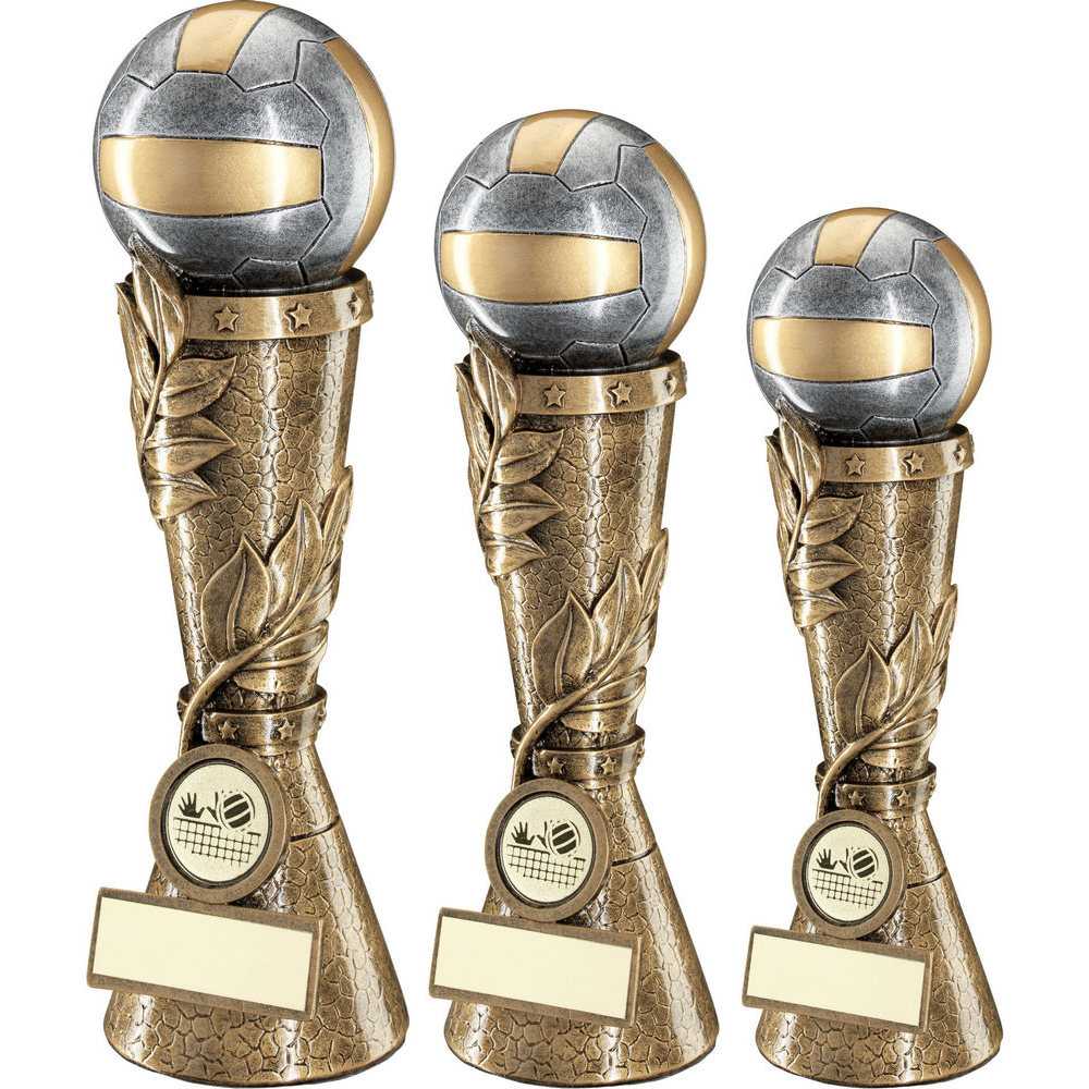 Bronze/Pewter/Gold Volleyball Leaf Column with Plate by School Badges UK