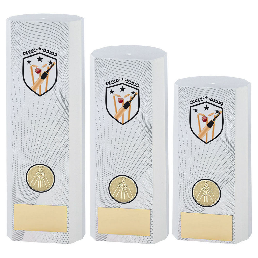 White Plastic Filled Column Cricket by School Badges UK