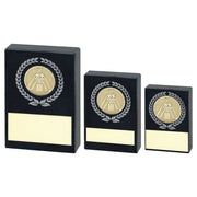 Black Marble with Silver/Gold Wreath, Cricket Insert and Plate by School Badges UK