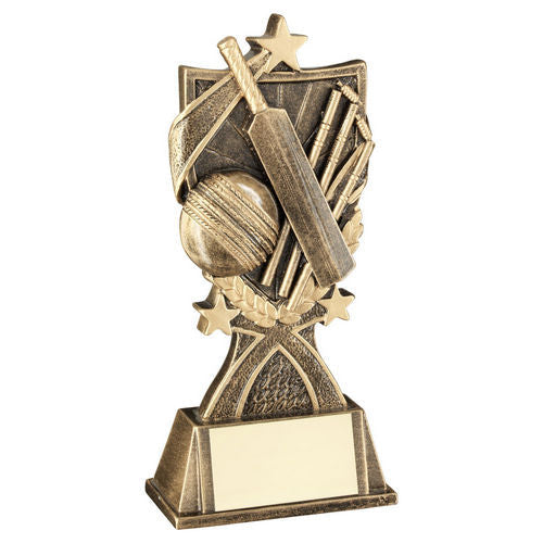 Bronze/Gold Cricket 3 Star Wreath Series with Plate - 140mm by School Badges UK