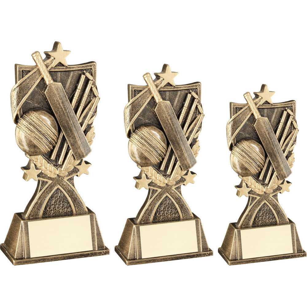 Bronze/Gold Cricket 3 Star Wreath Series with Plate by School Badges UK
