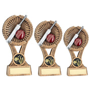 Bronze/Gold/Pewter Cricket Round Wreath on V Riser with Plate by School Badges UK