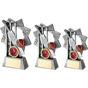 Pewter/Gold/Red Cricket Star Spiral with Plate by School Badges UK