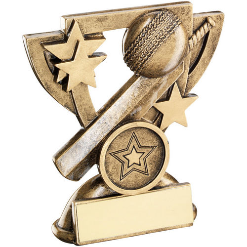 Bronze/Gold Cricket Mini Cup with Plate - 95mm by School Badges UK