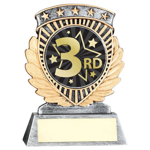 Pewter/Gold 5 Star Holder with Vinyl Third Insert & Plate - 95mm by School Badges UK