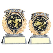 Pewter/Gold 5 Star Holder with Vinyl Runner Up Insert & Plate by School Badges UK