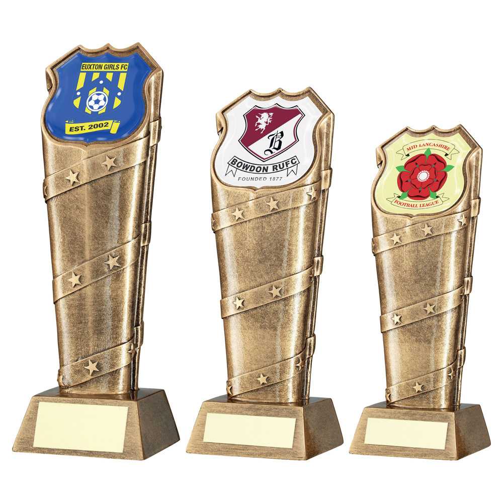 Bronze/Gold Column Special Shield Holder with Plate (Takes SP Shield Centre) by School Badges UK