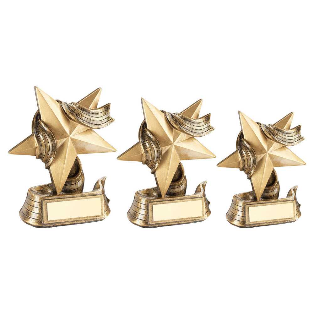 Bronze/Gold Star and Ribbon Award with Plate by School Badges UK