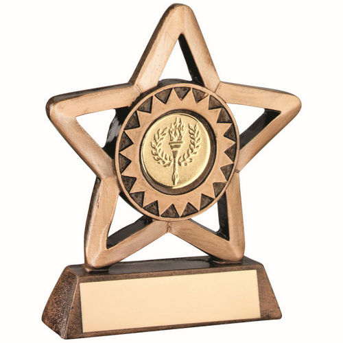 Bronze/Gold Resin Generic Mini Star with Plate - Takes 1in Centre - 95mm by School Badges UK