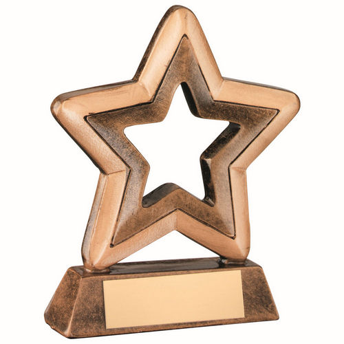 Bronze/Gold Resin Generic Mini Star with Plate - 95mm by School Badges UK