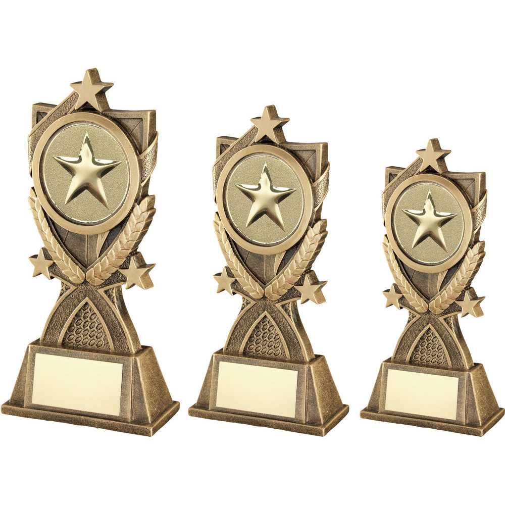 Bronze/Gold Generic 3 Star Wreath Series with Plate by School Badges UK