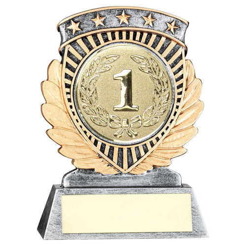 Pewter/Gold 5 Star Holder with Plate - 95mm by School Badges UK
