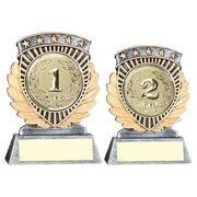 Pewter/Gold 5 Star Holder with Plate by School Badges UK