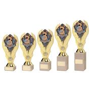 Gold Plastic Holder + Third Disc on Cream Marble Trophy by School Badges UK