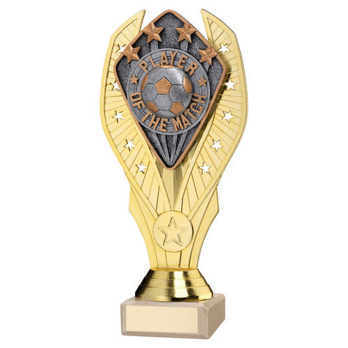 Gold Holder + Player of the Match Disc & Cream Marble Trophy by School Badges UK