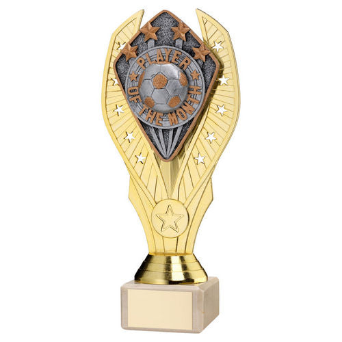 Gold Holder + Player of the Month Disc & Cream Marble Trophy by School Badges UK