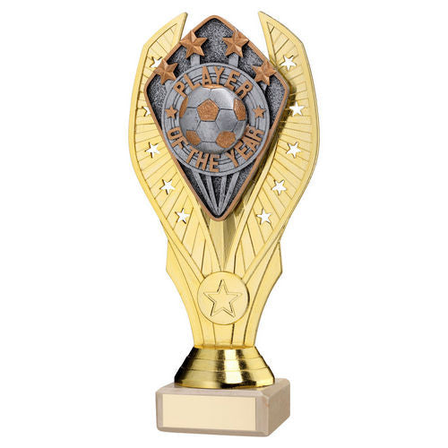 Gold Holder + Player of the Year Disc & Cream Marble Trophy by School Badges UK