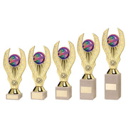 Gold Plastic Holder on Cream Marble Trophy by School Badges UK