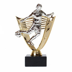 Male Football Silver & Gold Trophy Front by School Badges UK