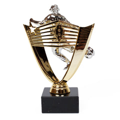 Male Football Silver & Gold Trophy Rear by School Badges UK